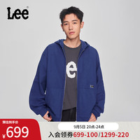 李 Lee24早秋舒适版男拉链卫衣外套休闲潮LMT007823204 蓝色 L