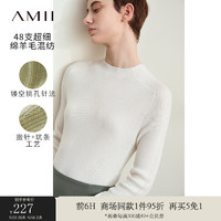 AMII2024秋半高领插肩袖搬针工艺毛衣女修身显瘦百搭内搭上衣 米白 160/84A/M