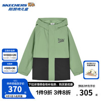 Skechers斯凯奇童装男女童秋冬季时尚休闲百搭户外三防梭织套装L424K058 铭绿色/02SH 120cm