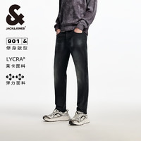 杰克·琼斯（JACK&JONES）秋季新款猫须水洗磨白弹力面料潮流百搭修身牛仔裤长裤224432033 深灰牛仔A16 常规 深灰牛仔A16 1