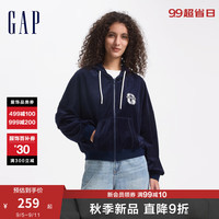 Gap女装2024秋季新款天鹅绒大G刺绣logo连帽卫衣休闲外套637173