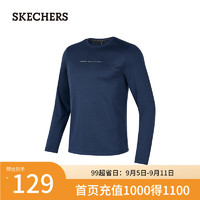 斯凯奇（Skechers）男士针织长袖T恤衫P424M193 海军学院蓝/02MZ XXL