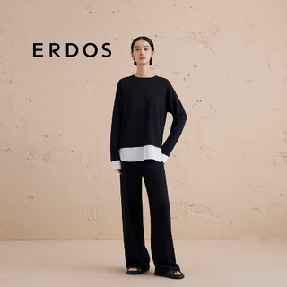 ERDOS【精纺双提】24秋冬圆领假两件双提套衫厚款宽松简约女针织衫 黑 170/88A/L