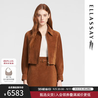 歌力思(ELLASSAY)2024秋季羊皮革时髦气质设计感短外女EWE353X02800 咖栗色(9.20) L