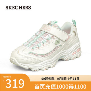 斯凯奇（Skechers）休闲复古儿童老爹运动鞋子302504L 白色/浅粉红色/WLPK 30码