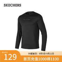 斯凯奇（Skechers）男士针织长袖T恤衫P424M193 碳黑/0018 L