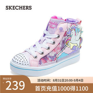 斯凯奇（Skechers）闪钻鞋儿童复古鞋运动板鞋314399L 粉红色/多彩色/PKMT 29码