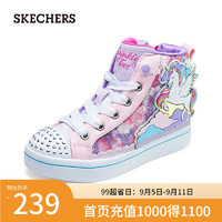 斯凯奇（Skechers）闪钻鞋儿童复古鞋运动板鞋314399L 粉红色/多彩色/PKMT 32码