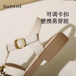 达芙妮（DAPHNE）罗马凉鞋女平底百搭猪笼鞋QJ4 米白色 40