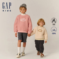 Gap【大小童同款】男女童2024秋仿羊羔绒加厚卫衣上衣646064 粉色 160cm (14-15岁) 亚洲尺码