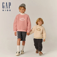 Gap【大小童同款】男女童2024秋仿羊羔绒加厚卫衣上衣646064 浅卡其 130cm (8-9岁) 亚洲尺码