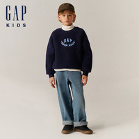 Gap【大小童同款】男女童2024秋仿羊羔绒加厚卫衣上衣646064 海军蓝 160cm (14-15岁) 亚洲尺码
