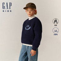 Gap【大小童同款】男女童2024秋仿羊羔绒加厚卫衣上衣646064 海军蓝 150cm (12-13岁) 亚洲尺码