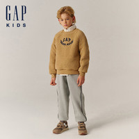 Gap【大小童同款】男女童2024秋仿羊羔绒加厚卫衣上衣646064 浅棕色 150cm (12-13岁) 亚洲尺码