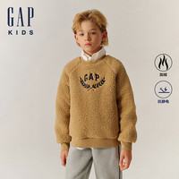 Gap【大小童同款】男女童2024秋仿羊羔绒加厚卫衣上衣646064 浅棕色 140cm (10-11岁) 亚洲尺码