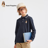 暇步士 童装儿童男大童2024春秋舒适休闲学院风长袖POLO衫 藏蓝 120cm 略薄