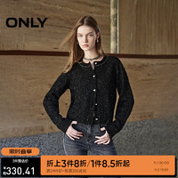 ONLY2024秋季简约时尚短款圆领开衫含羊毛针织衫女|12433B003 H1Z 黑色 155/76A/XS