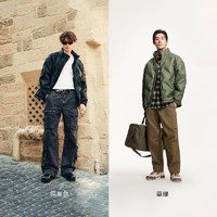 杰克·琼斯（JACK&JONES）男装衣服秋冬新款时尚PU无缝压胶宽松鸭绒立领短款羽绒服外套男 E