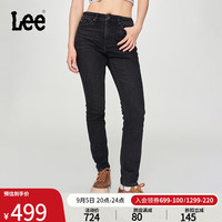 李 Lee24早秋舒适版五袋款磨毛黑色女保暖牛仔裤潮LWB007196100 黑色 27