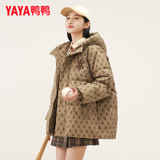 鸭鸭（YAYA）儿童羽绒服男女童中短款冬季韩版时尚连帽中大童装百搭外套HF 黑色 175cm