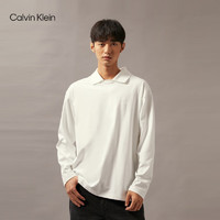 Calvin Klein Jeans24秋季男士时尚ck假两件刺绣衬衫领宽松长袖T恤J326599 YAF-月光白 XL