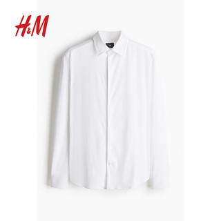 H&M2024秋季男装修身版衬衫1236607 白色 165/84