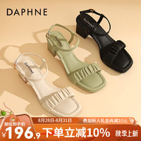 达芙妮（DAPHNE）达芙妮 凉鞋女凉拖高跟鞋女2024年夏季一字带气质法式粗跟QJ3 米色 39