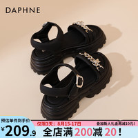 达芙妮（DAPHNE）达芙妮凉鞋女2024夏季厚底松糕沙滩鞋百搭休闲增高凉鞋JL 黑色 37