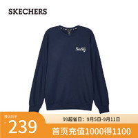 斯凯奇（Skechers）男女同款针织套头卫衣2024年秋季L324U109 海军蓝/00DU XL