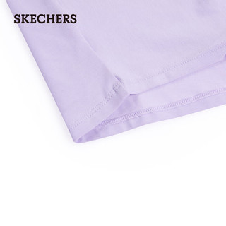 斯凯奇（Skechers）儿童T恤2024年夏季女童短袖印花刺绣P224G023 浅雪青色/00EW M