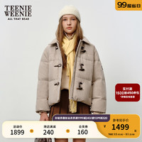 Teenie Weenie小熊秋季学院风牛角扣短款羽绒服毛呢外套 卡其色 165/M