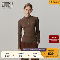 Teenie Weenie小熊女装圆领针织衫2024秋季修身打底衫黑色 棕色 160/S