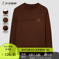 才子（TRIES）才子男装不规则线条提花针织衫简约修身秋冬毛衫柔暖保暖 棕色 46(165/84A)
