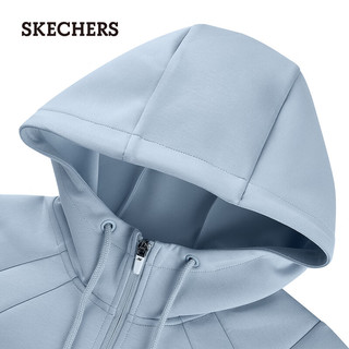 斯凯奇（Skechers）连帽运动上衣拉链设计秋季休闲装P424W029 浅灰蓝色/02K5 L