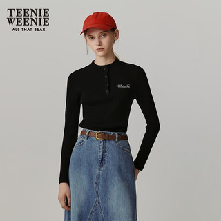 Teenie Weenie小熊女装圆领针织衫2024秋季修身打底衫黑色 黑色 175/XL