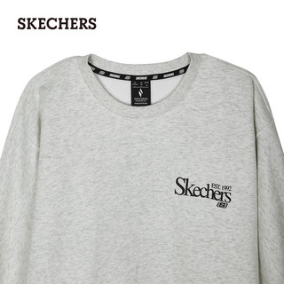 斯凯奇（Skechers）男女同款针织套头卫衣2024年秋季L324U109 浅白花灰/0248 L