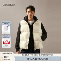 Calvin Klein Jeans24秋季男士休闲通勤ck刺绣鸭绒立领羽绒背心J327351 YBI-牛乳白 XL