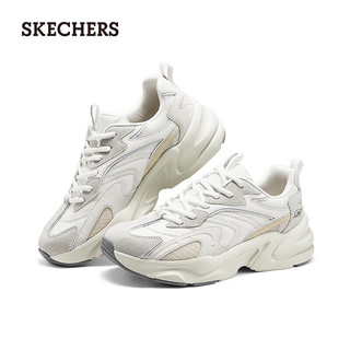 斯凯奇（Skechers）踏浪2024男女运动鞋老爹鞋轻质吸震118326 WNT/WNT 40