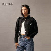 Calvin Klein Jeans24秋季女士ck复古潮流经典纯棉黑色牛仔衬衫J225377 1BY-牛仔黑 L