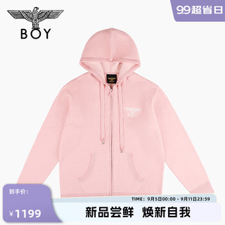 BOY LONDON秋冬24款毛衣撞色老鹰针织连帽开衫外套N64901 粉色 XL