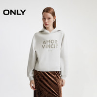 ONLY2024秋季运动休闲亮片字母宽松落肩连帽卫衣女|12439S023 C45 月光灰色 155/76A/XS