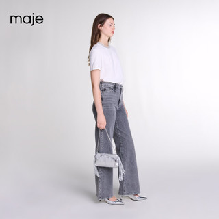 Maje2024秋季女装法式优雅饰钻棉质短袖T恤上衣MFPTS00874 白色 T1