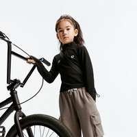 little MO&Co.little moco童装24秋装女童半开领拉链修身上衣弹力打底衫 黑色  110/56