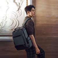 Samsonite新秀丽李栋旭同款新秀丽双肩包男轻便通勤电脑包大容量旅行背包QY6 墨绿色-25.5L