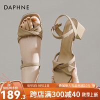 达芙妮（DAPHNE）达芙妮凉鞋女夏季2024高跟女鞋百搭一字带法式凉鞋ZJ 卡其色 39