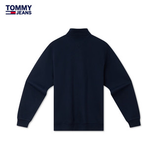 TOMMY JEANS24秋冬男装运动复古印花拉链半开襟抓绒卫衣DM0DM20592 藏青色C1G XS