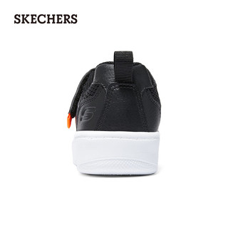 斯凯奇（Skechers）潮流男童休闲板鞋皮革拼接网布405698L 黑色/炭灰色/BKCC 38码