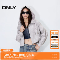 ONLY2024秋季机能风宽松插肩袖抽绳连帽风衣外套女|124336018 H0Z 浅灰扎染印花 165/84A/M