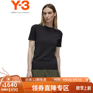 Y-3y3Run Fitt Top秋女士圆领T恤短袖t恤51-IX0011 黑色 M