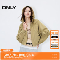 ONLY2024秋季机能风宽松插肩袖抽绳连帽风衣外套女124336018 C02 浅茶绿色 165/84A/M